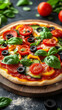 © Клара Кравченко - Delicious pizza with a crispy crust and cheese, vertical food shot