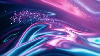 Poster - Abstract vibrant holographic waves with glitter, digital art. Futuristic design concept