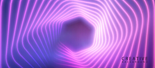 Leinwandbilder - Abstract vector background of bright purple neon lines. Hi-tech design for illustrations, banners, backgrounds, web design, game interfaces, invitations.