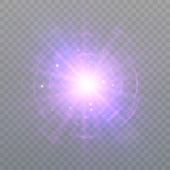 Fototapete - A flash of bright purple light. A shimmering explosion with a bright shine.
