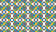 © samsul - Geometric pattern with symmetrical style.seamless design with a combination of blue, green, yellow, and gray colors that form a modern symmetrical motif