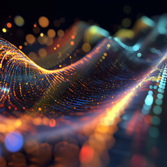 Wall Mural - A colorful wave of light with a lot of dots