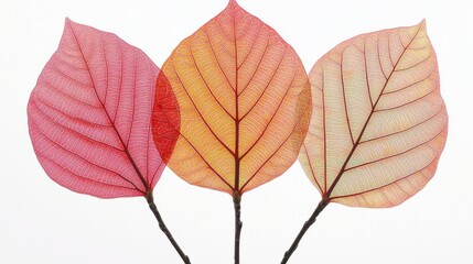 Wall Mural - Autumn Leaves, Close Up, White Background