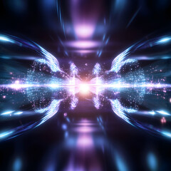Wall Mural - A colorful, abstract image of two glowing, swirling, blue and purple shapes