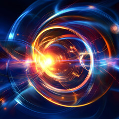 Wall Mural - A colorful, swirling galaxy with a bright yellow sun in the center