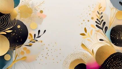Wall Mural - A luxurious black and gold abstract design with festive elements and copy space. Ideal for invitations, party flyers, advertisements, and luxury branding.