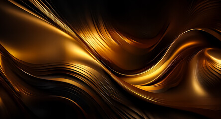 Aufkleber - Abstract waves of liquid gold and dark shades create a luxurious and elegant background. Shiny and flowing, the surface reflects light with smooth curves and rich texture.