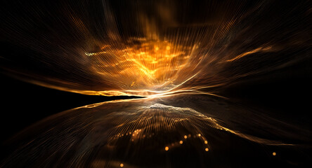 Aufkleber - Abstract fiery explosion with glowing orange and yellow hues against a dark backdrop. The image evokes energy, motion, and a sense of powerful burst.