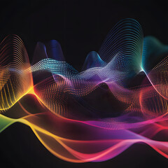 Wall Mural - A colorful wave of light is displayed on a black background