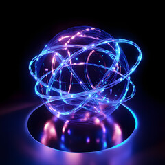 Wall Mural - A glowing sphere with blue and purple lights