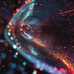 Wall Mural - A spiral of light and color with a dark background