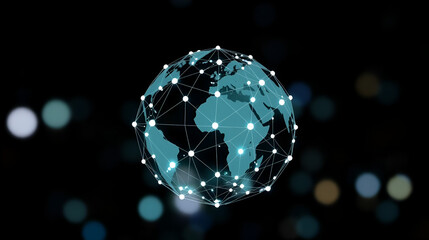 Abstract Network Structure Interconnected Nodes Forming a Hemispherical Shape Representing Global Communication and Data Transfer