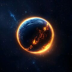 Wall Mural - majestic earth glowing in the vastness of space surrounded by a dark cosmic expanse and distant star