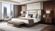 © Sawat - Luxury hotel-style bedroom with plush bedding, a stylish headboard, and decorative accents