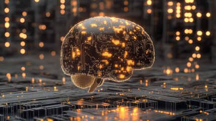 Poster - Create  prompts for stock photos related to AI digital brain, machine learning, neural network, Artificial Intelligence AI on grey background with - characters and ending with