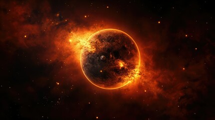 Wall Mural - glowing orange planet