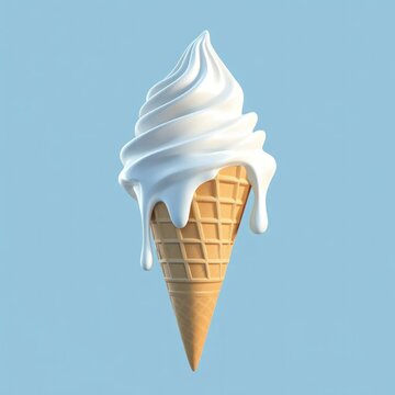 Melting vanilla ice cream cone