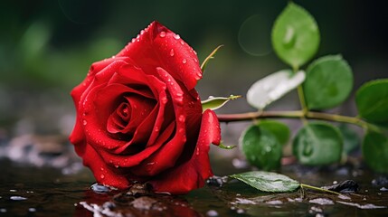 Wall Mural - photography single red rose photos