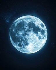 Wall Mural - ethereal full moon glowing in the dark space night sky with stars celestial body lunar surface crate