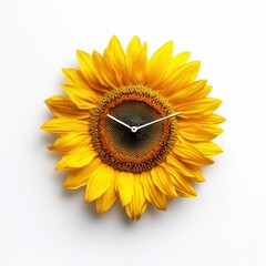 Wall Mural - sunflower clock isolated on white background