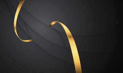Wall Mural - abstract gold lines ribbon spiral wave curve luxury on black background vector