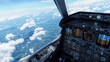 © Nongkhane - Aircraft cockpit view over scenic landscape aerial flight experience realistic imagery cloudy environment
