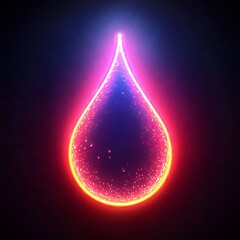 Sticker - minimalist glowing water drop icon surrounded by abstract circular gradients symbolizing energy and 