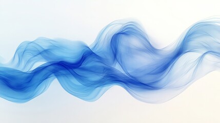 Wall Mural - Soft flowing blue wave design on a white backdrop, clean and minimalistic, perfect for high-end banners or posters