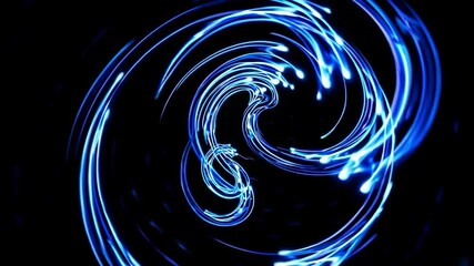 Aufkleber - Abstract swirling blue neon light patterns in darkness, futuristic concept