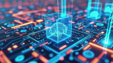 Aufkleber - Digital background perfect for tech processes, neural networks, artificial intelligence, data transfer and encryption, digital archives