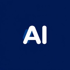 Leinwandbilder - Abstract AI Logo on Dark Blue Background, Modern Technology Design, Artificial Intelligence Concept Illustration