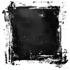 Fototapete - Abstract Black Paint Frame on White Background with Splatters and Strokes for Modern Design