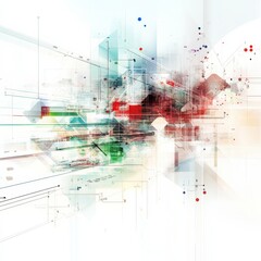Leinwandbilder - Futuristic City Blueprint: Architectural Design with Geometric Shapes and Vibrant Color Accents; Modern Conceptual Art