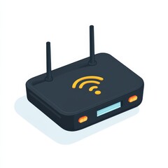 Poster - Wireless Router Illustration: Network Connectivity and Modern Technology