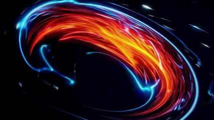 Poster - Colorful swirling light trails against dark background. Abstract motion concept