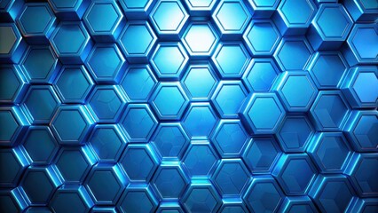 Wall Mural - abstract blue hexagonal pattern background texture with subtle cracks and shiny surface
