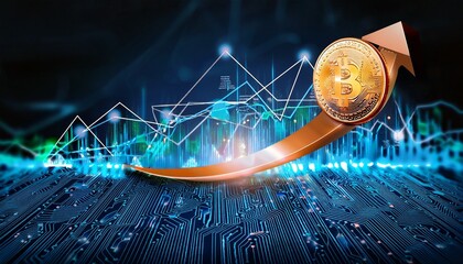 coins on the financial chart AI of bitcoin