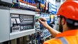 © Pichapob - Technician Programming PLC in Control Panel with Safety Gear