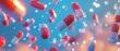 © Paul - Colorful Pills Flying Over a Vibrant Blurred Background with Clean Lines and Abstract Shapes