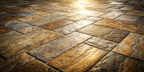 Wall Mural - Golden Hour Stone Tile Pavement A Textured Surface Illuminated by Sunlight