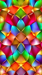 Wall Mural - Colorful geometric pattern with shiny textures and vibrant hues creating a lively visual feast