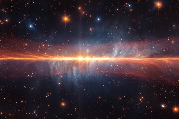 a cosmic spectacle of vibrant nebulae and radiant stars illuminating the vast expanse of space.