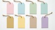 © Neo GT - A collection of blank pastel colors price tags templates for mockup on a white background.