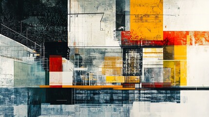 Fototapete - Abstract depiction of organizational design showcasing symbolic patterns layered textures structural efficiency