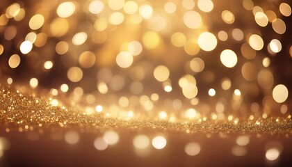 Wall Mural - dreamy champagne gold bokeh background with softly blurred glowing lights background