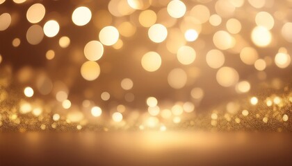 Wall Mural - dreamy champagne gold bokeh background with softly blurred glowing lights background