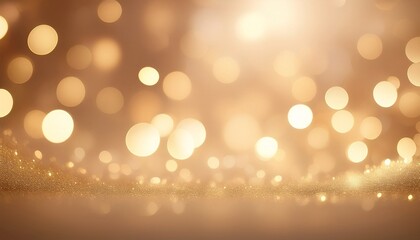 Wall Mural - dreamy champagne gold bokeh background with softly blurred glowing lights background