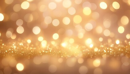 Wall Mural - dreamy champagne gold bokeh background with softly blurred glowing lights background