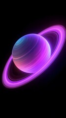 Wall Mural - 1. a new planet in the outer solar system with a vibrant purple atmosphere and glowing rings