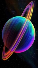 Wall Mural - 14. a gas giant with rings that shimmer in rainbow hues, far beyond pluto